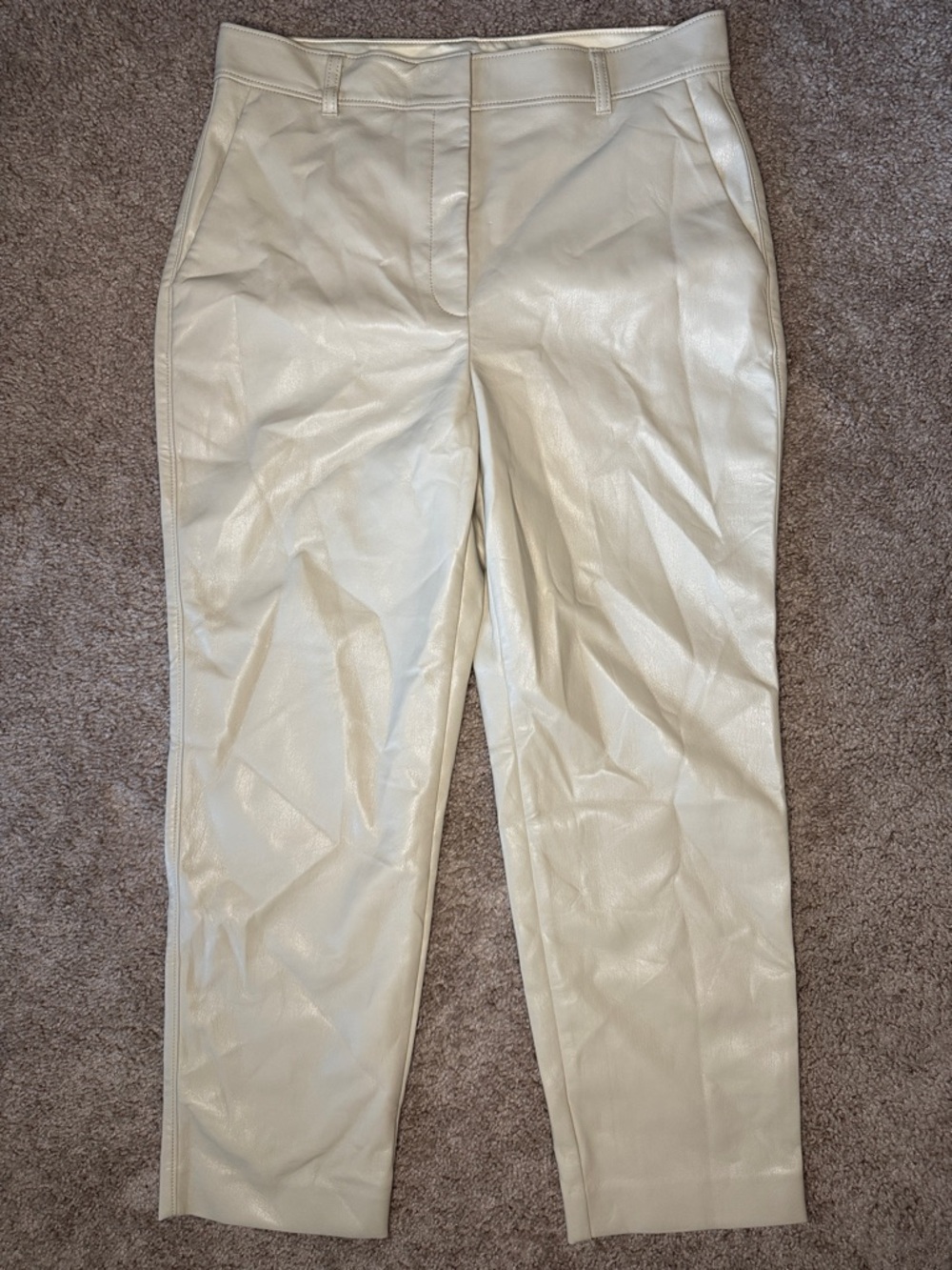 Babaton Cream Straight-Leg Faux Leather Trousers